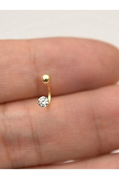 MAZEN Cerrahi Çelik Piercing Küpe Zirkon Taşlı ve Toplu Halka Model Gold Renk