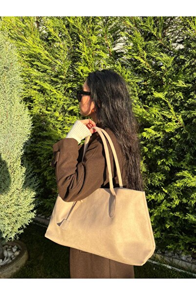 Laletto Kadın Model Süet Büyük Çanta