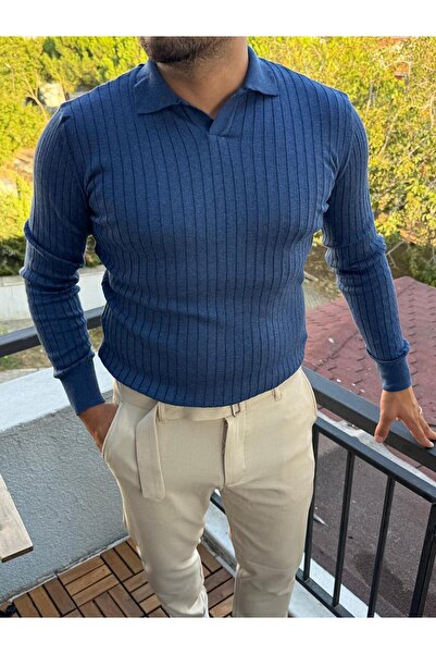 Tarz Cool Німецький чоловічий поло з коміром та шнурком