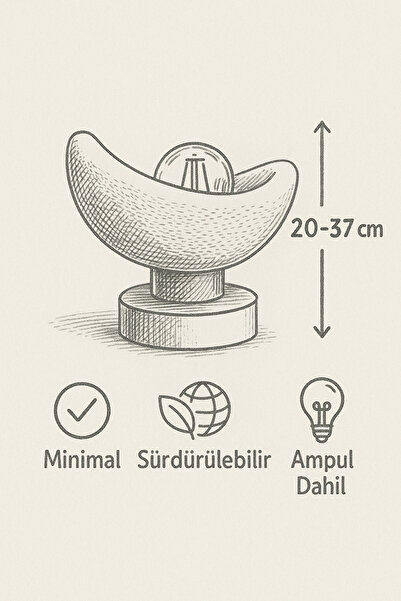 DNRYSL Luna Design Table Lamp Gray Bronze Detailed Lampshade Dim Amber Light, Rustic Bulb Gift 20 X 37 cm