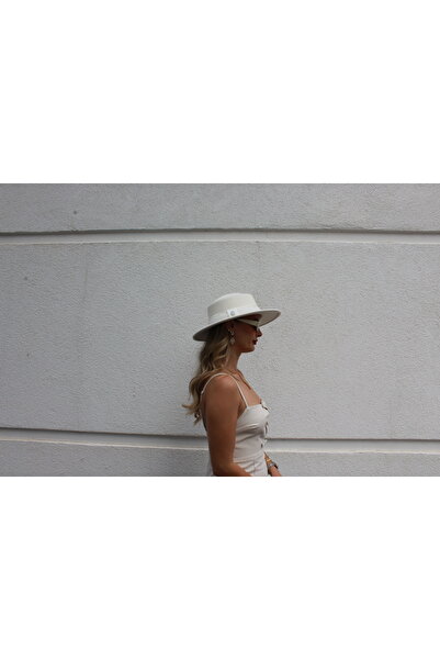 nuit Pearl Bridal Hat / Wedding Hat / Bridal Accessory / White Boater Hat