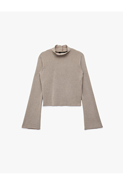 Koton Slim Fit Long Bell Sleeve Mock Neck Blouse