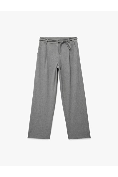 Koton Wide Leg Fabric Trousers with Tie Detail and Pockets