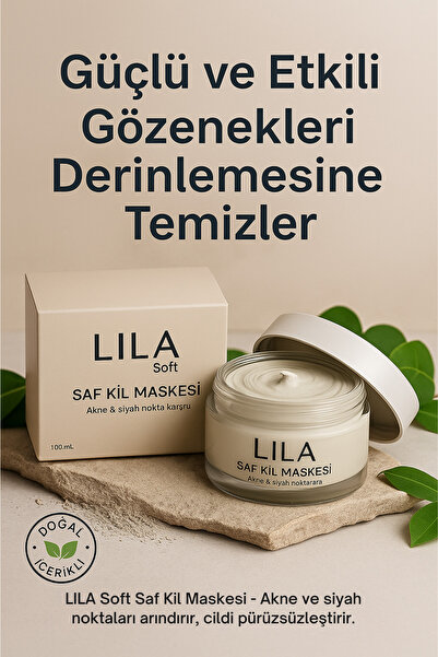 Lila Soft Saf Kil Akne Ve Siyah Nokta Karşıtı , Gözenek Sıkılaştırıcı Kil Maskesi 100 Ml