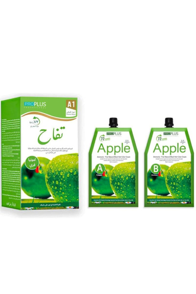 Pro Plus Professional كريم تلوين الشعر خالي من الأمونيا بنكهة التفاح 500 مل مثبت للشعر 500 مل تفاح (أسود A1)