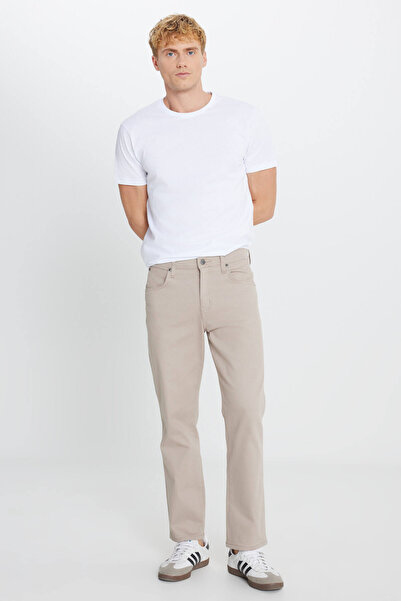 WRANGLER Арізона Straight Fit Normal Bel Düz Paça Чоловічі бежеві 5 кишень еластичні штани