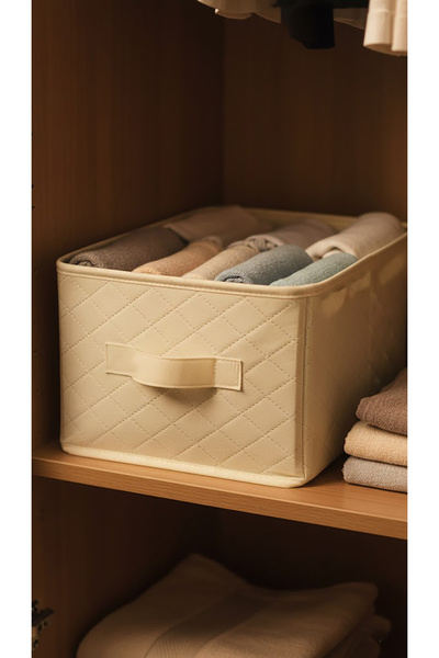 SER&YAT Shelf Organizer 25 cm - Cream Interlining Fabric |   2 Pieces |   Foldable Clothing Organizer with Steel Support
