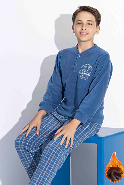 bigiyin Індиго Колір Хлопчачий Полярний Піжамний Комплект Дитячий Зимовий Піжамний Комплект Товстий Піжамний Комплект