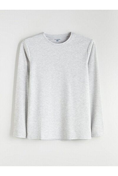 LC Waikiki Top de pijama pentru bărbați cu mânecă lungă, bej guler rotund