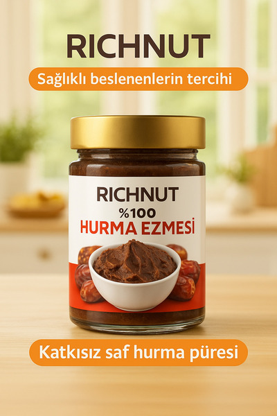 RİCHNUT %100 Doğal Hurma Ezmesi 400 gr (KATKISIZ HURMA PÜRESİ)