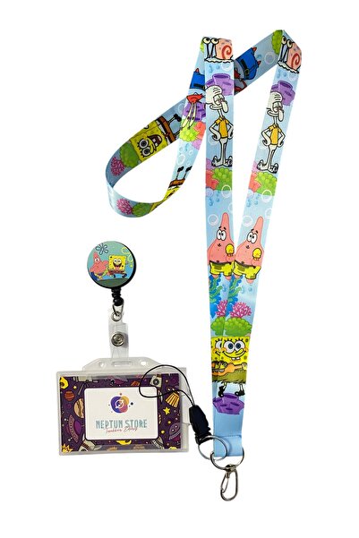 neptünstore طقم سبونج بوب وباتريك 3 قطع للرقبة وحزام الهاتف + حامل شارة يويو