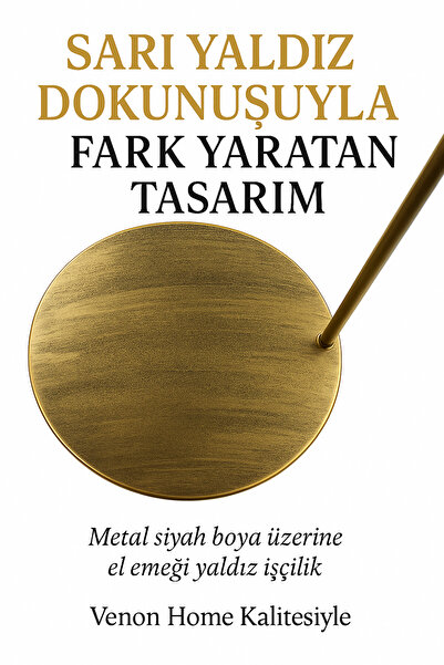 VENON Sehpalı Lambader Elips Siyah Sarı Patine ⭐️Krem Kumaş Şapka Sarı Püsküllü ⭐️Salon Köşe Lambader