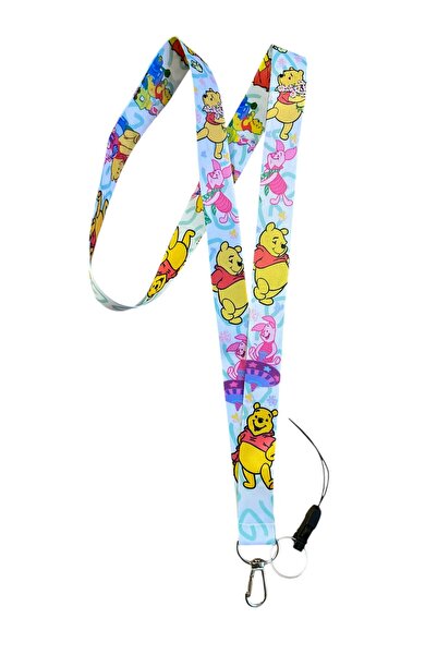 neptünstore Winnie The Pooh Beyaz Boyun Askı Ipi Ve Telefon Askı Aparatı,