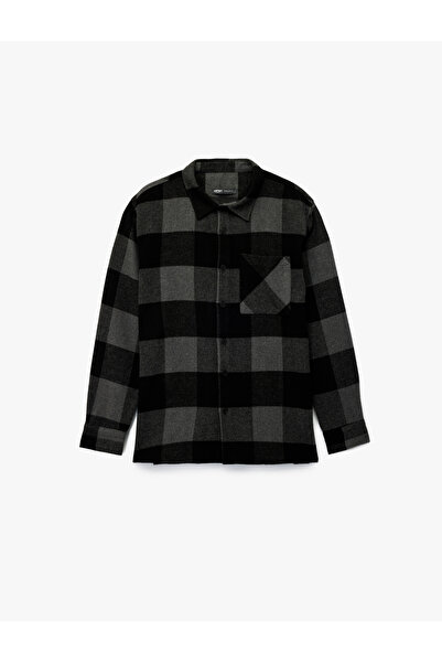 Koton Cămașă pentru păduretar cu mânecă lungă, cu buzunare, cu guler clasic, cu nasturi