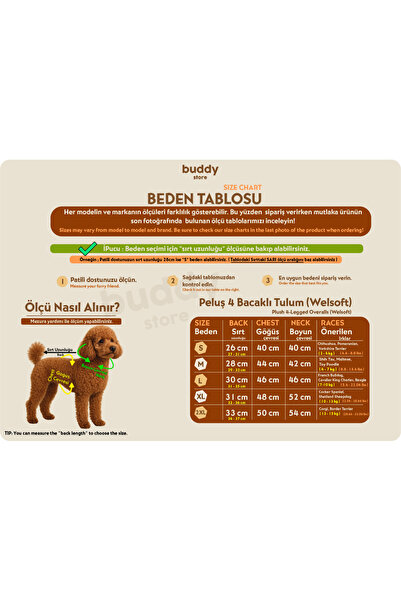 Buddy Store Premium 4 Bacaklı “Teddy Mocha” Welsoft Tulum (Çift Taraflı Yumoş)