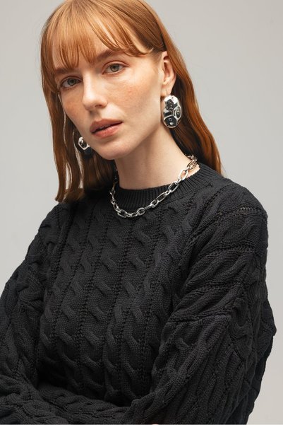 Saade Pulover tricotat crop cu detaliu împletit pentru femei