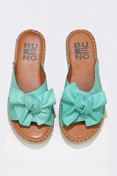 Bueno Shoes Зелені шкіряні жіночі еспадрильї - капці 01wl4605