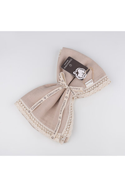 CottoVera Dantelli Müslin Örtü & Battaniye Çift Kat - Latte l Hava Geçiren Oe...