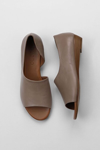 Bueno Shoes Ασημί Δερμάτινα Γυναικεία Flat Σανδάλια 01wj1605