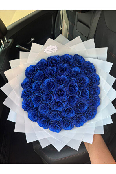 Flowers Bouquet of 37 Imperial Dark Blue Glitter Roses