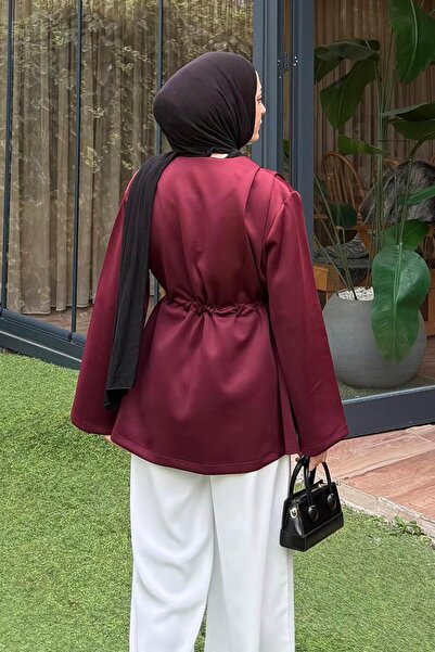 lamelif Μπουφάν με λεπτομέρεια με κορδόνια μπορντό