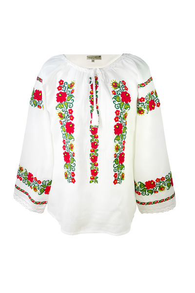 Inovius Bluza Alba cu Motiv Floral Rosu - BMG180 L