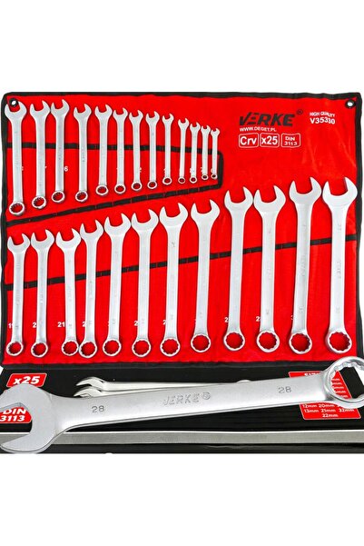 VERKE Combination wrench set, 6-32 mm, 25 pieces, chrome-vanadium,