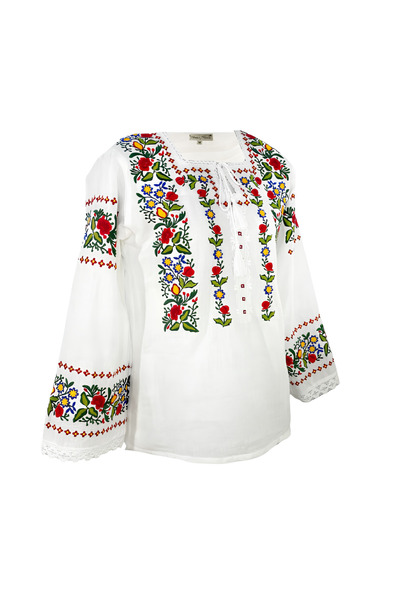 Inovius Bluza alba cu motiv floral multicolor - BMG162 S