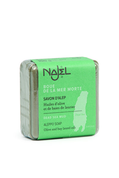 NAJEL صابون حلب مع طين البحر الميت المجدد للبشرة، للوجه والجسم والشعر، 100 غرام