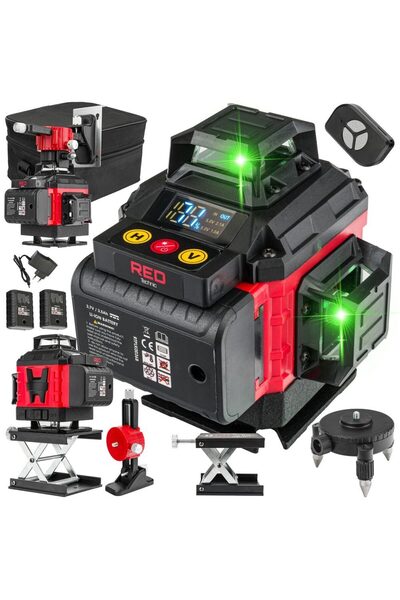 Red Technic Laser nivel 360°, cu linii incrucisate 4D, verde, distanta 40m,