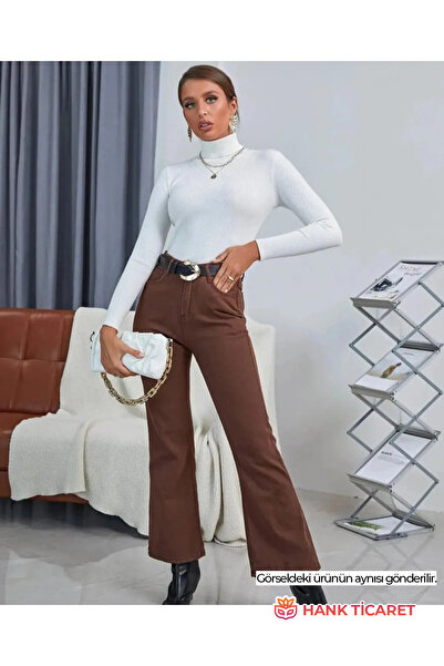 HANK TİCARET Cotton and Stretch Fabric White Turtleneck White Knitwear Body Unisex M/L Size