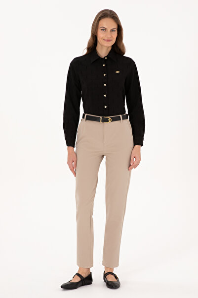 U.S. Polo Assn. Women's Dark Beige Canvas Trousers 50309259-Vr088