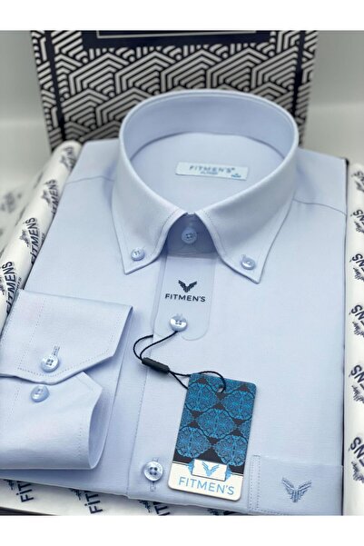 Fitmens Classic Long Sleeve Cotton Collared Buttoned Gift Boxed Easy-Iron Men's Shirt Fs-003897 - Ice m