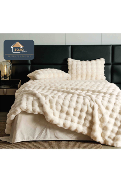 JOJO HOME Cocolino faux rabbit fur bed linen, 6 pieces, Cream