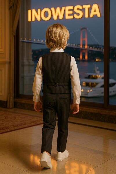 inowesta trend Boy's Vest Set Wrapsfabric Suit | Shirt-Vest-Bow Tie-Pants | 4-Piece Set