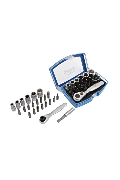 SATRA Ratchet wrench set with sockets and bits, 1/4", 24 pieces,