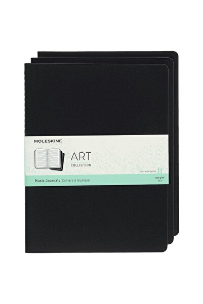 Moleskine دفتر موسيقى لمجموعة الفنون 19×25 أسود 3 قطع