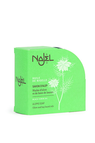 NAJEL صابون حلب بزيت حبة البركة، صابون متوازن للبشرة والجسم والشعر - 100 غرام