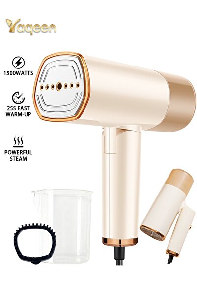 yaqeen مكواة بخار محمولة قابلة للطي بقوة 1500 واط وخزان مياه كبير 168 مل