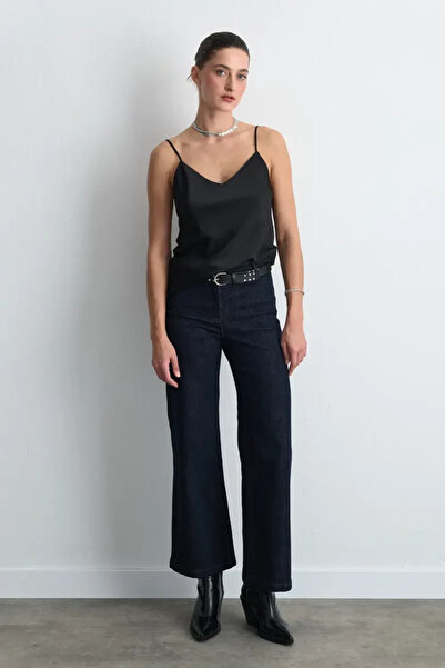 Gusto Rope Strap Satin Undershirt - Black