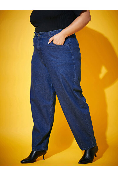 Sassafras By Styli Plus Size Blue Wash Balloon Fit Jeans