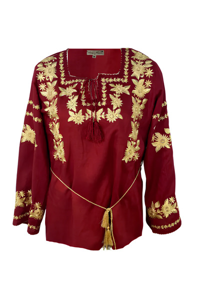 Inovius Bluza Rosie cu Motiv Floral Auriu - BMG181 3XL