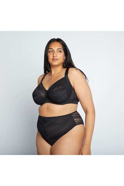 KİABİ Herringbone lace tanga briefs black