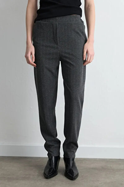 Gusto Glitter Striped Knitted Trousers - Gray