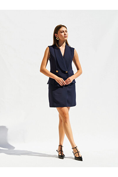 Womengrom Lefon Women's Sleeveless Double-Breasted Jacket Dress