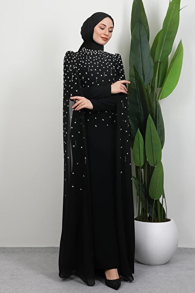 giz astore Perihan Taşlı Abiye Siyah