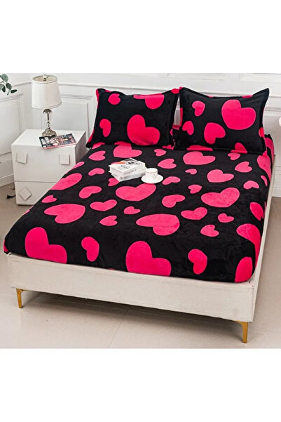 OEM Cocolino Bed Cover Set with Elastic, 180x200+30cm and 2 Pillowcases, Hearts