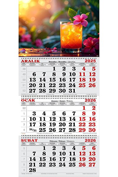 GENC DIJITAL BASKI 2026 Yılı Gemici Takvimi- Buz Gibi Kokteyl ve Çiçekler