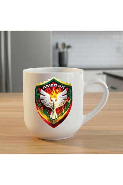 ZERYA Amedspor Designed White Elite Trophy Cup - Amed Spor Oval Plain Elite Cup