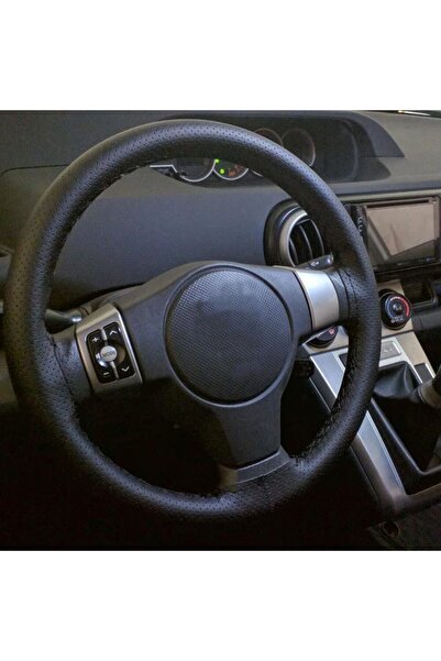 Avex BLACK LEATHER + BLACK THREAD steering wheel cover for TRUCKS, XXL diameter - 45 cm, (ORIGINAL look)